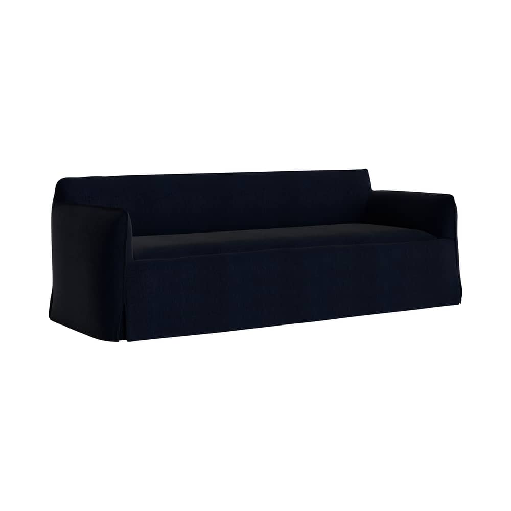 Divano destro Mimi tessuto blu / 3 posti - L 230 cm - Hay - Blu nero (tessuto Turf) - Legno, Schiuma di poliuretano, Tessuto