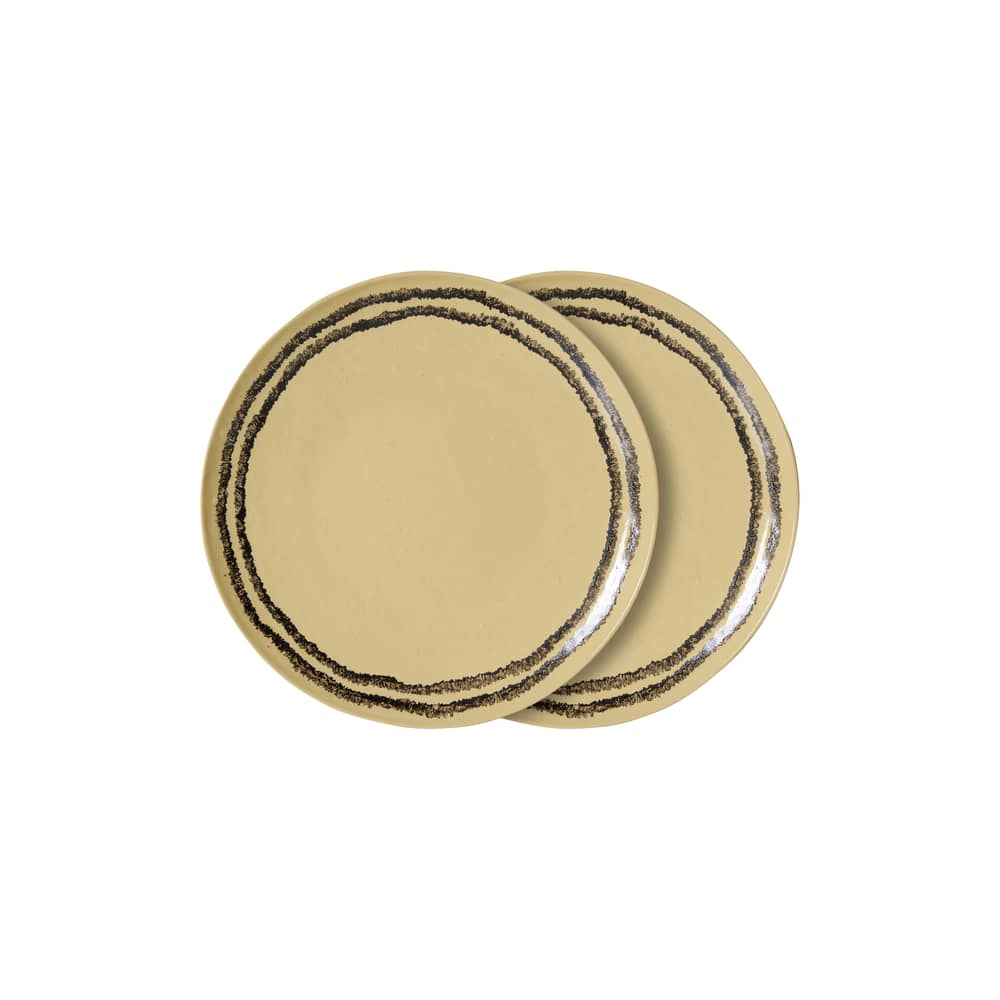 Piatto 70s ceramics ceramica giallo / Set di 2 - Ø 27,5 cm - HK LIVING - Vaniglia - Gres smaltato