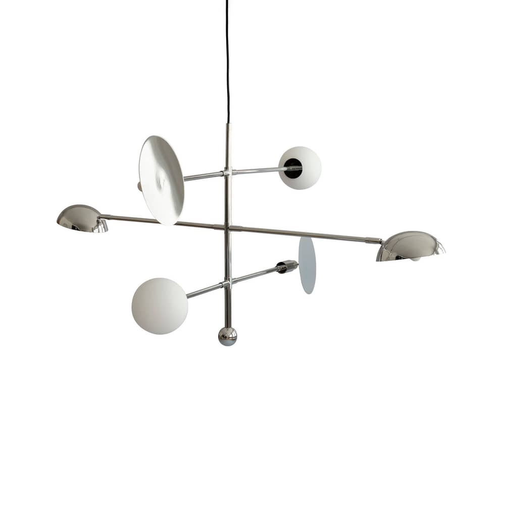 Suspension Sahn / Modulable - L 125 x H 58 cm - 101 COPENHAGEN - Chromé - Métal chromé, Verre opalin