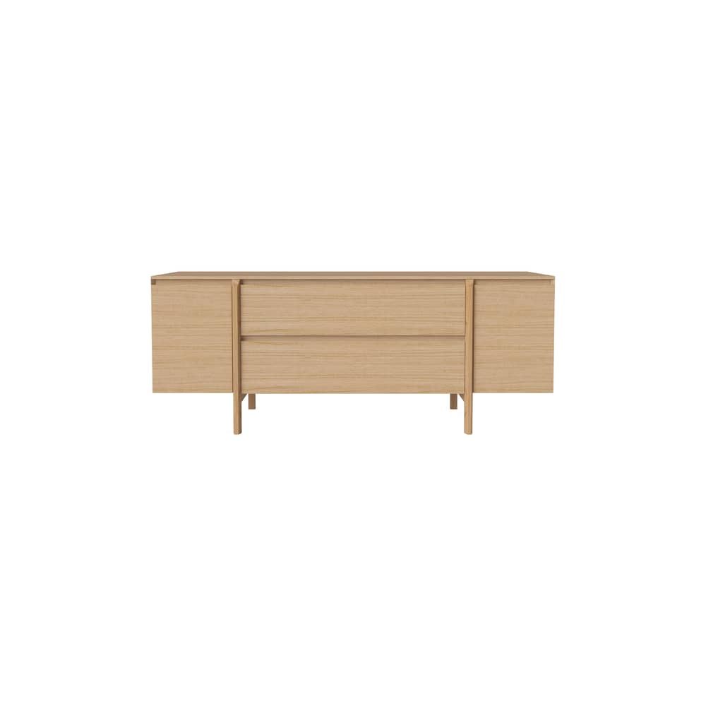 Buffet Daia bois naturel / L 180 cm - 2 tiroirs - Bolia - 2 tiroirs / Chêne huilé - Chêne massif, Placage chêne