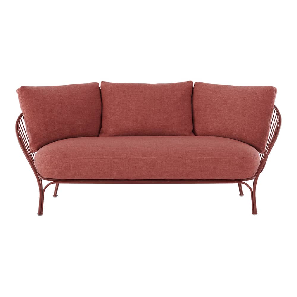 Canapé de jardin 2 places HiRay métal tissu rouge / L 162 cm - Coussins INCLUS - Kartell - Rouille / Tissu rouge brique - Acier galvanisé peint, Flocon de polyester, Polyuréthane, Tissu Trama