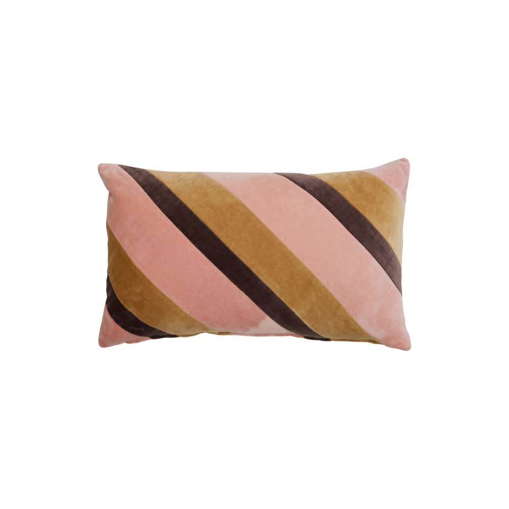 Cuscino Striped velvet tessuto multicolore / 50 x 30 cm - HK LIVING - Rosa, marrone, ocra - Cotone, Poliestere, Velluto
