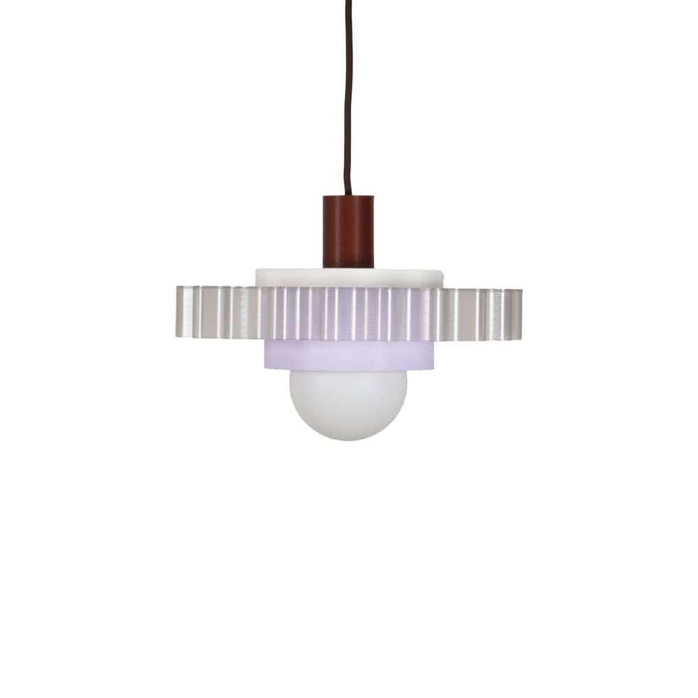 Pendelleuchte Gigi n°3 plastikmaterial bunt / Ø 28 x H 14,5 cm - Recycelter Kunststoff / Hergestellt in Frankreich - Warren & Laetitia - Kabel Braun / Weiß / Flieder - Bioplastik, Recycelter Kunststoff