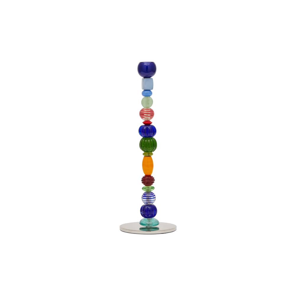 Portacandela Perles vetro multicolore / Piccolo - H 34 cm - Pols Potten - Multicolore - Acciaio inossidabile, Vetro riciclato