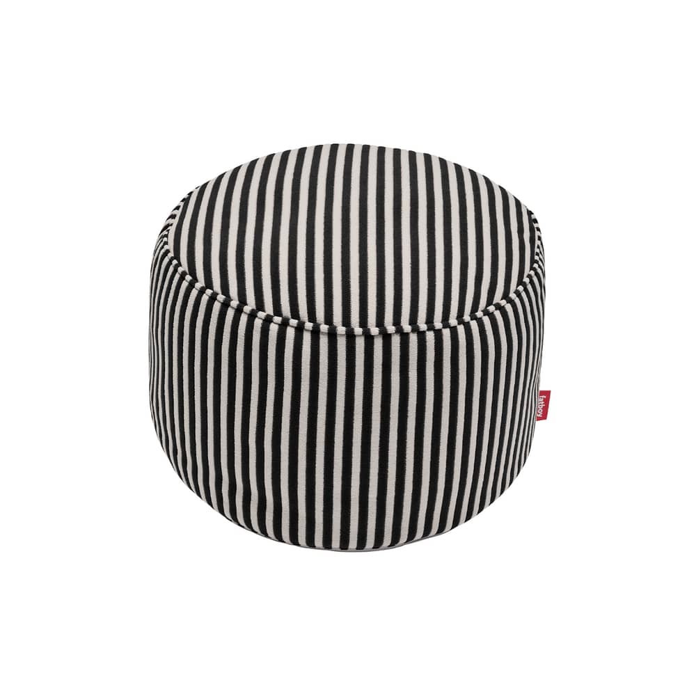 Sitzkissen Point Terry textil schwarz / Stoff Schwamm - Ø 50 cm - Fatboy - Schwarz / Creme -  Micro-billes EPS, Frotteestoff