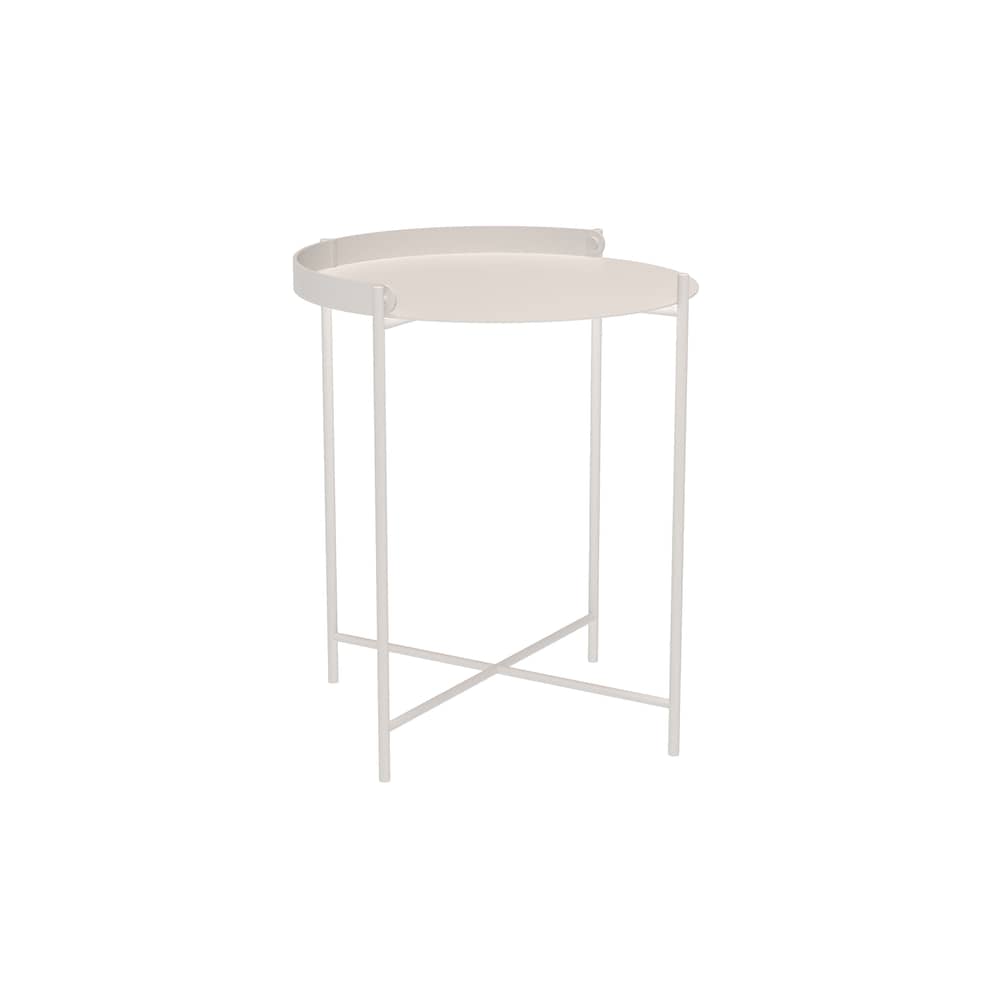 Table d\'appoint Edge / Poignée rabattable -Ø 46 x H 53 cm - Houe - Blanc sourd - Acier thermolaqué