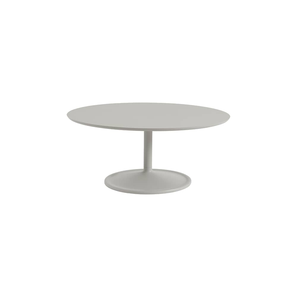 Soft Coffee table wood grey / Ø 95 x H 42 cm - Muuto - Grey (linoleum) / Base, legs grey - Linoleum, MDF, Moulded aluminium