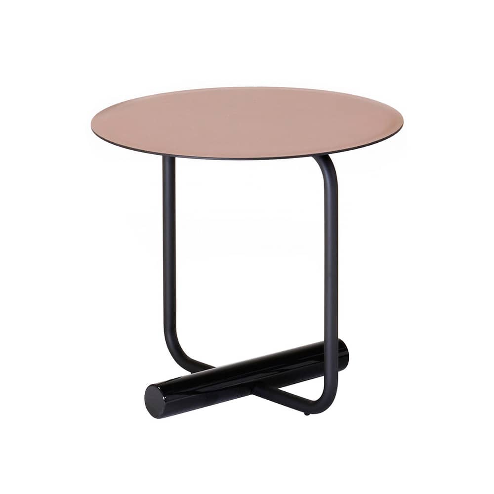 Couchtisch ToTo leder braun / Ø 45 x H 42 cm - Sattelleder - Zanotta - Leder / Braun - lackierte Buche, Leder, Stahl