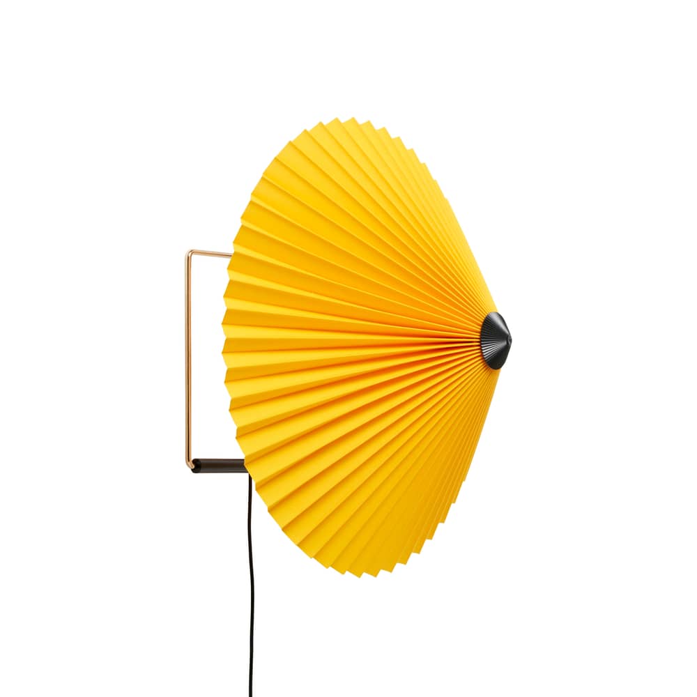 Matin Large Wall light with plug textile yellow Adjustable LED light / Ø 38 cm - Hay - Yellow - Pleated cotton, Steel wire