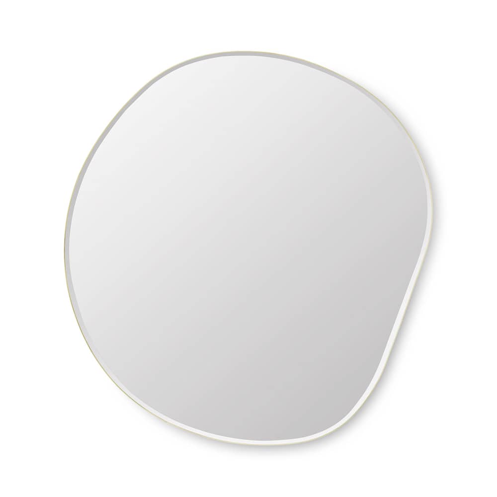 Miroir mural Pond XL or métal / 87 x 94 cm - Ferm Living - Laiton - MDF peint, Verre, Zinc plaqué laiton