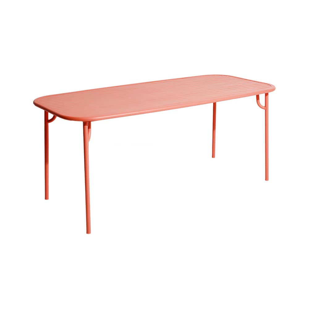 Tavolo rettangolare Week-end Medium metallo arancione / 180 x 85 cm - Aluminium / 6 personnes - Petite Friture - Corail - Alluminio