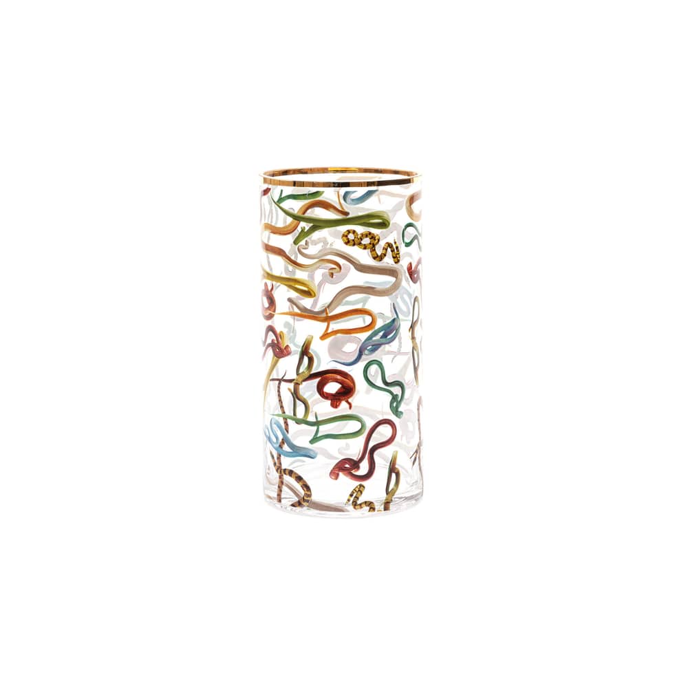 Vaso Toiletpaper - Snakes vetro multicolore / Medium - Ø 15 x H 30 cm / Dettagli oro 24K - Seletti - Snakes - Oro vero, Vetro
