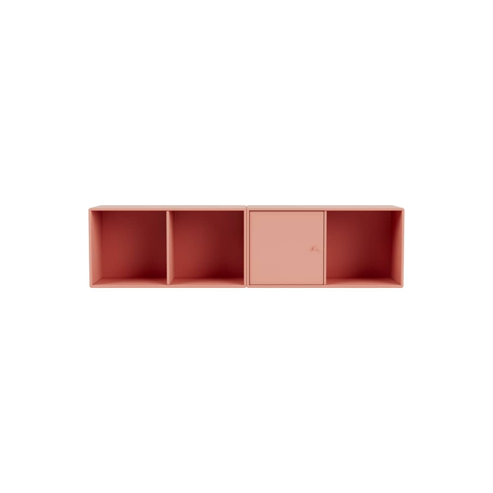 Line Wall storage wood pink / W 139.2 x D 30 cm H 35.4 cm - MONTANA - Rhubarb 151 - Lacquered MDF