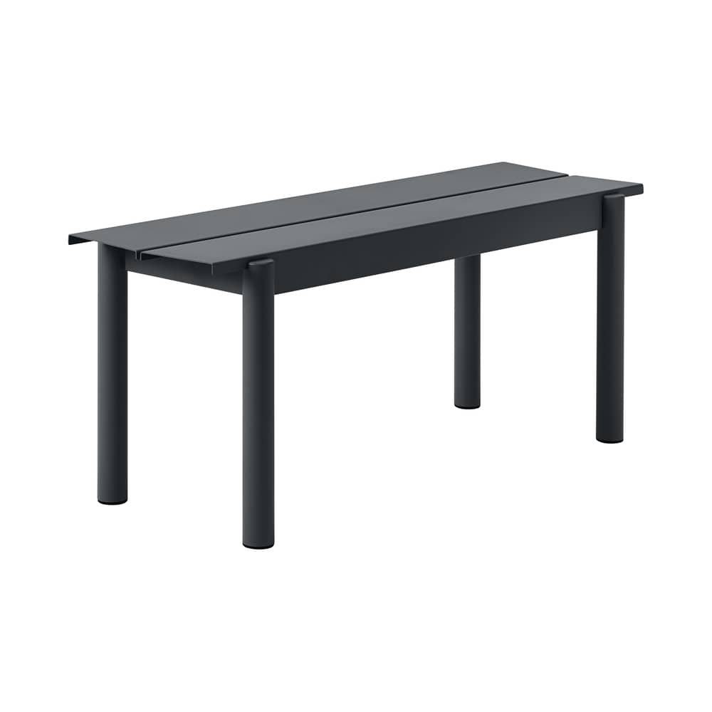 Banc Linear métal noir / L 110 cm - Muuto - Noir - Acier revêtement poudre