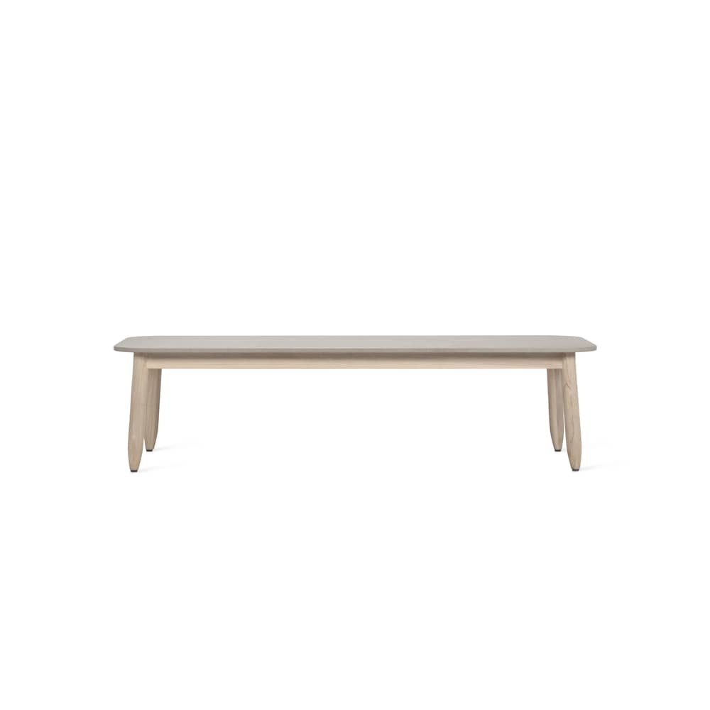 Table basse David     / Céramique & teck vieilli - 129 x 45 cm - Vincent Sheppard - Gris (céramique) / Pied teck vieilli - Céramique, Teck massif vieilli