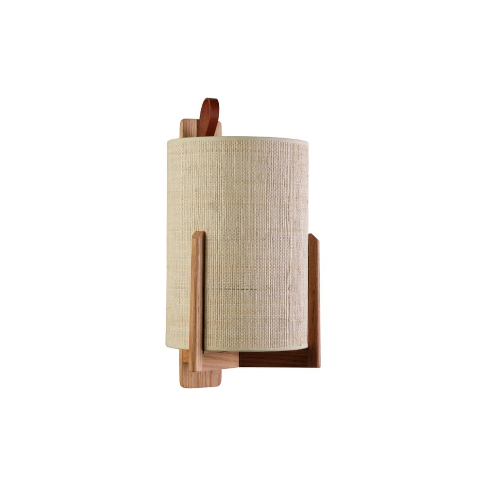 Applique Greta fibre végétale beige - Carpyen - Naturel / Structure chêne - Chêne massif, Fibre végétale