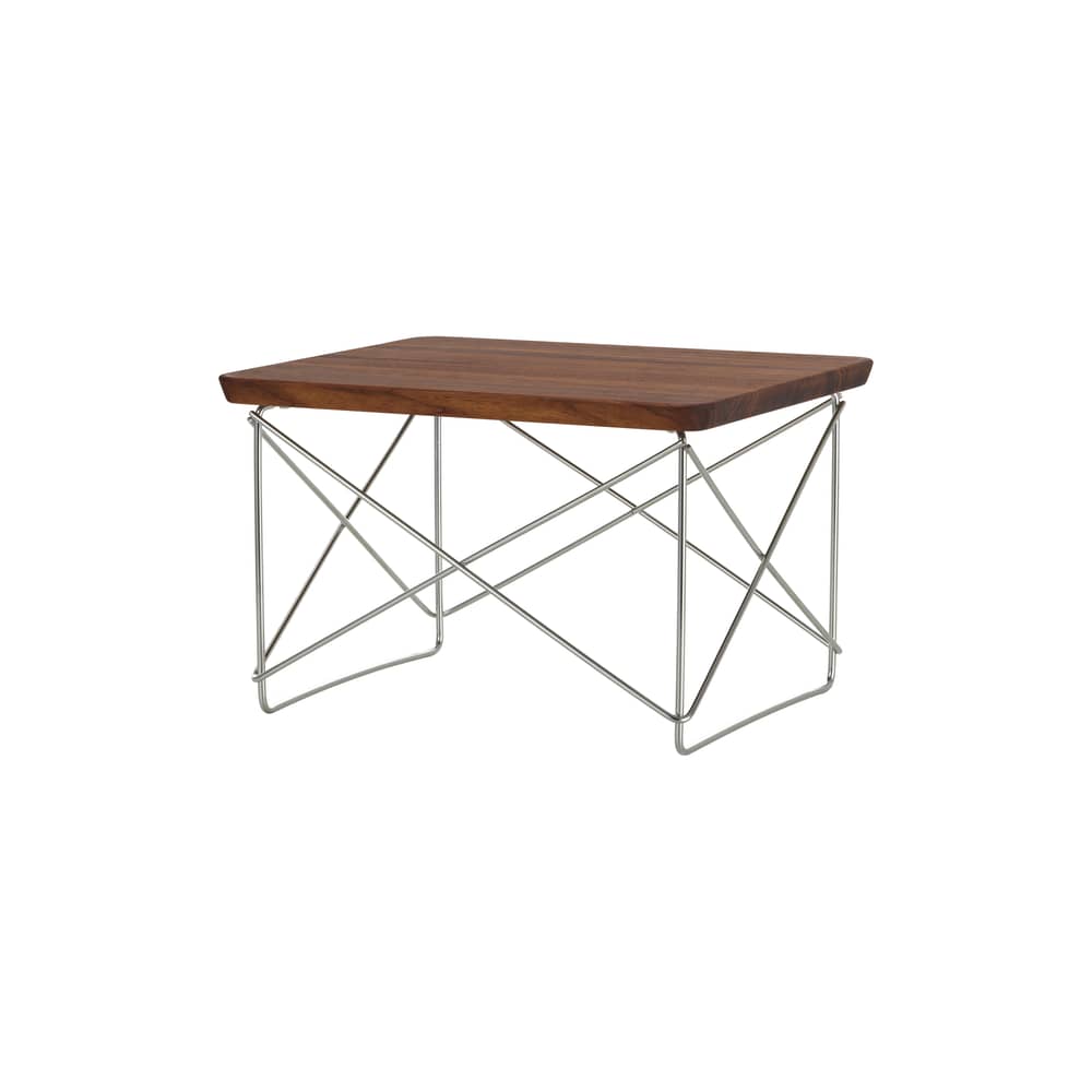 Occasional Table LTR End table wood brown / Eames (1950) - Vitra - Dark walnut / Steel base, legs - Solid walnut, Stainless steel wire