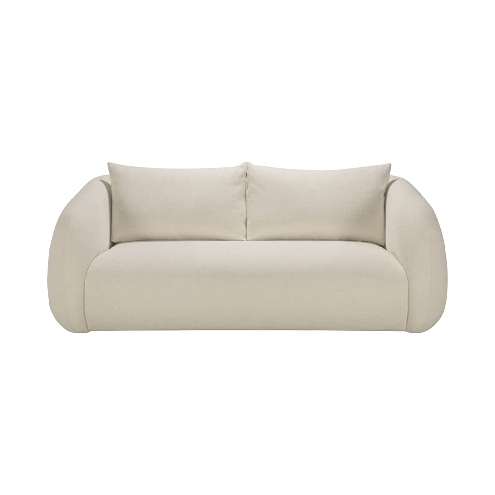 Canapé 2 places Figur tissu blanc / L 204 cm - Ethnicraft - Craie - Contreplaqué, Mousse haute densité, Tissu