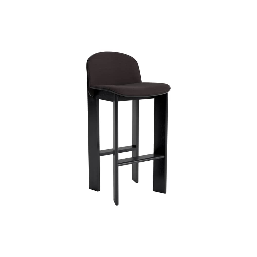 Hochstuhl Chisel 35 High textil braun / H 75 cm – Gewebe-Polsterung - Hay - Gewebe in Schokolade (Steeelcut Trio 383) / Schwarz - Gewebe, Lackiertes Eichenfurnier, Schaumstoff