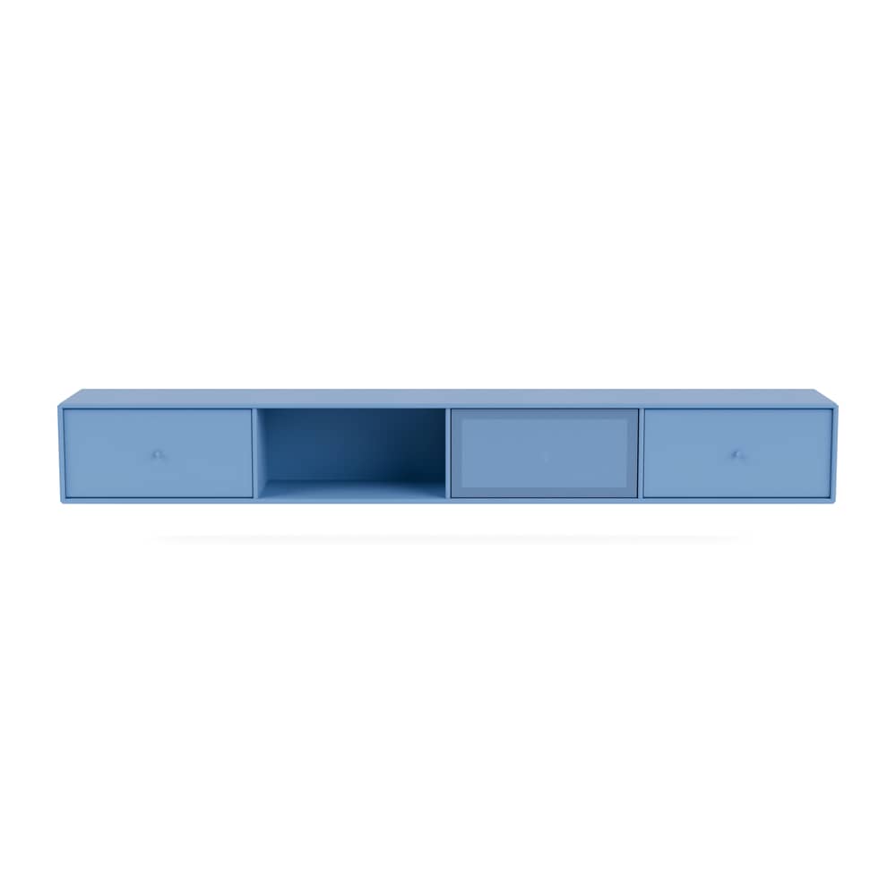 Meuble TV suspendu Octave VII / L 183,6 x P 30 x H 24 cm - MONTANA - Azure 154 - Acier perforé, MDF laqué