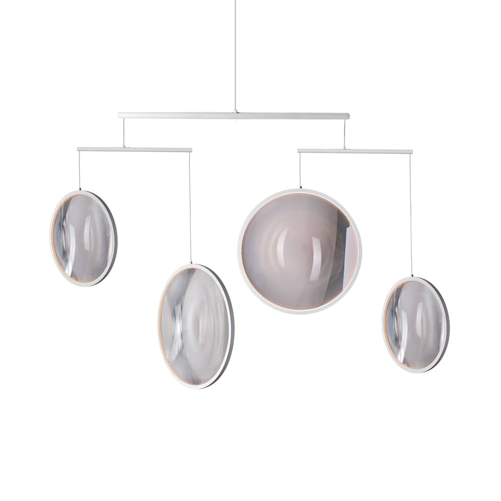 Focus X4 Pendant metal white / LED - L 131 x H 72.3 cm - DCW éditions - White - Aluminium, PMMA