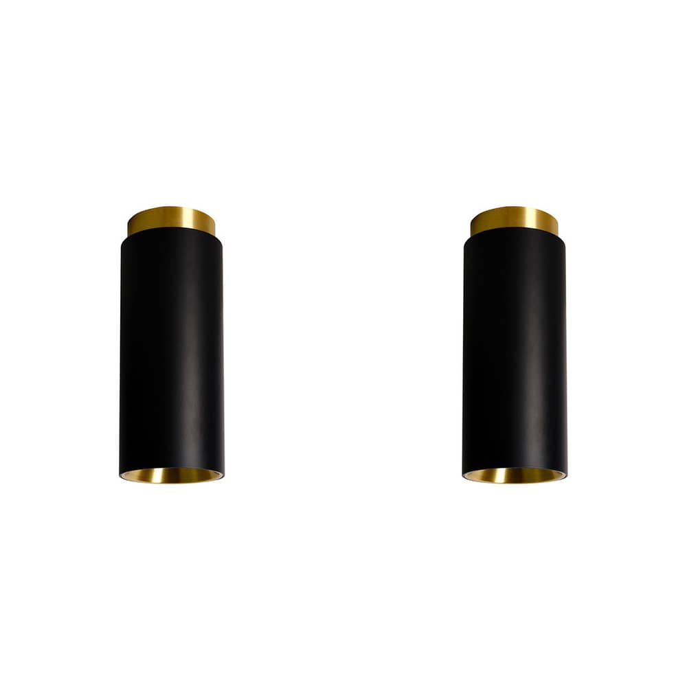  Promo pack metal black / Set 2 Tobo C65 Ceiling lights - Ø 6.5 x H 16.5 cm - DCW éditions - Black - Brass, Steel