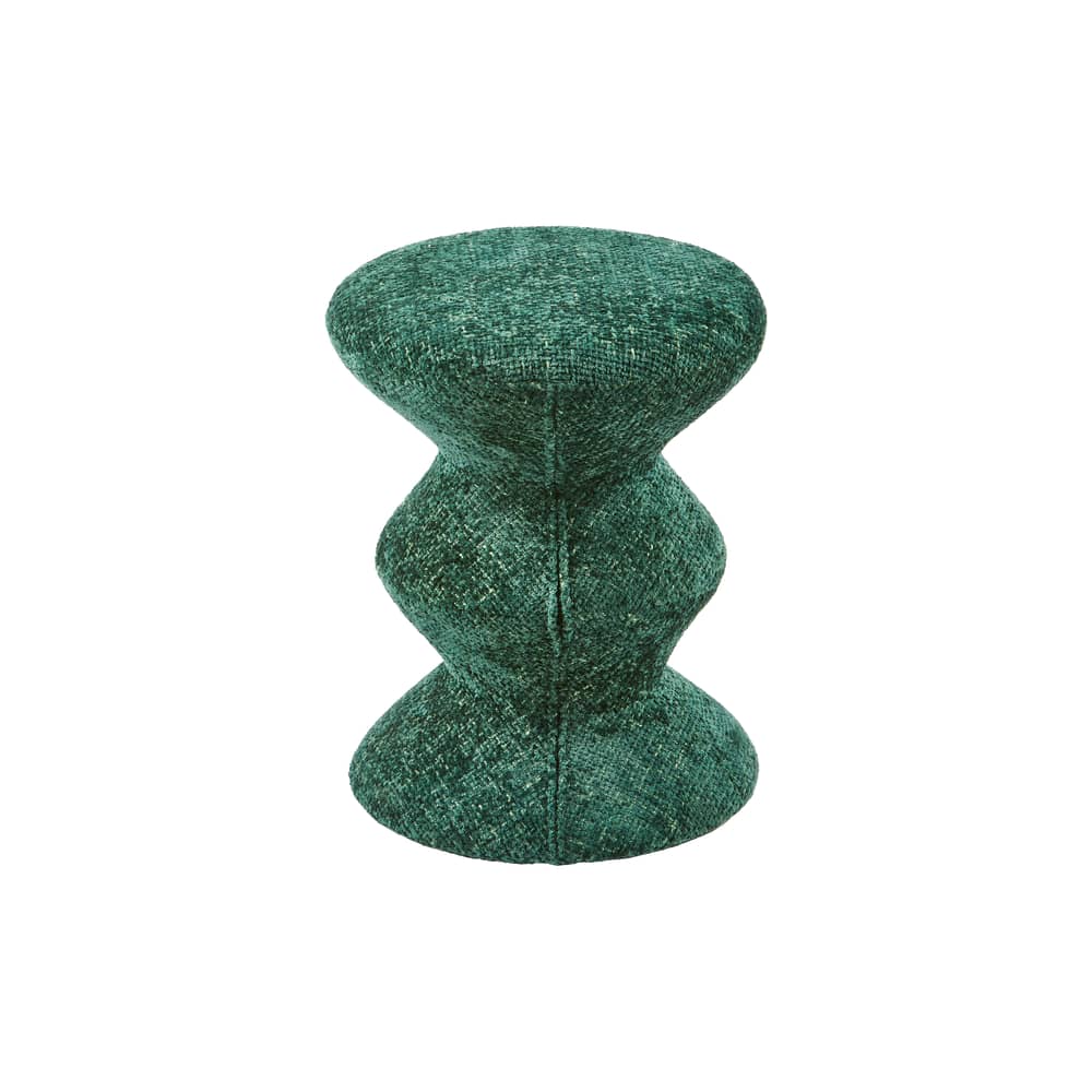 Sgabello imbottito Zig Zag Soft tessuto verde - Pols Potten - Verde scuro - Espanso, Legno, Tessuto