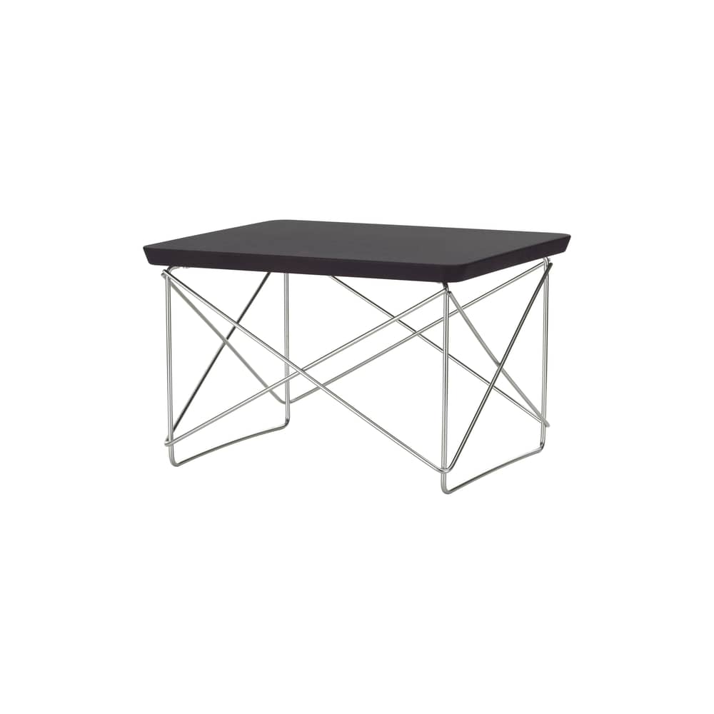 Table d\'appoint Occasional Table LTR / Eames (1950) - Vitra - Chêne foncé / Pied acier - Chêne foncé massif, Fil d\'acier inoxydable