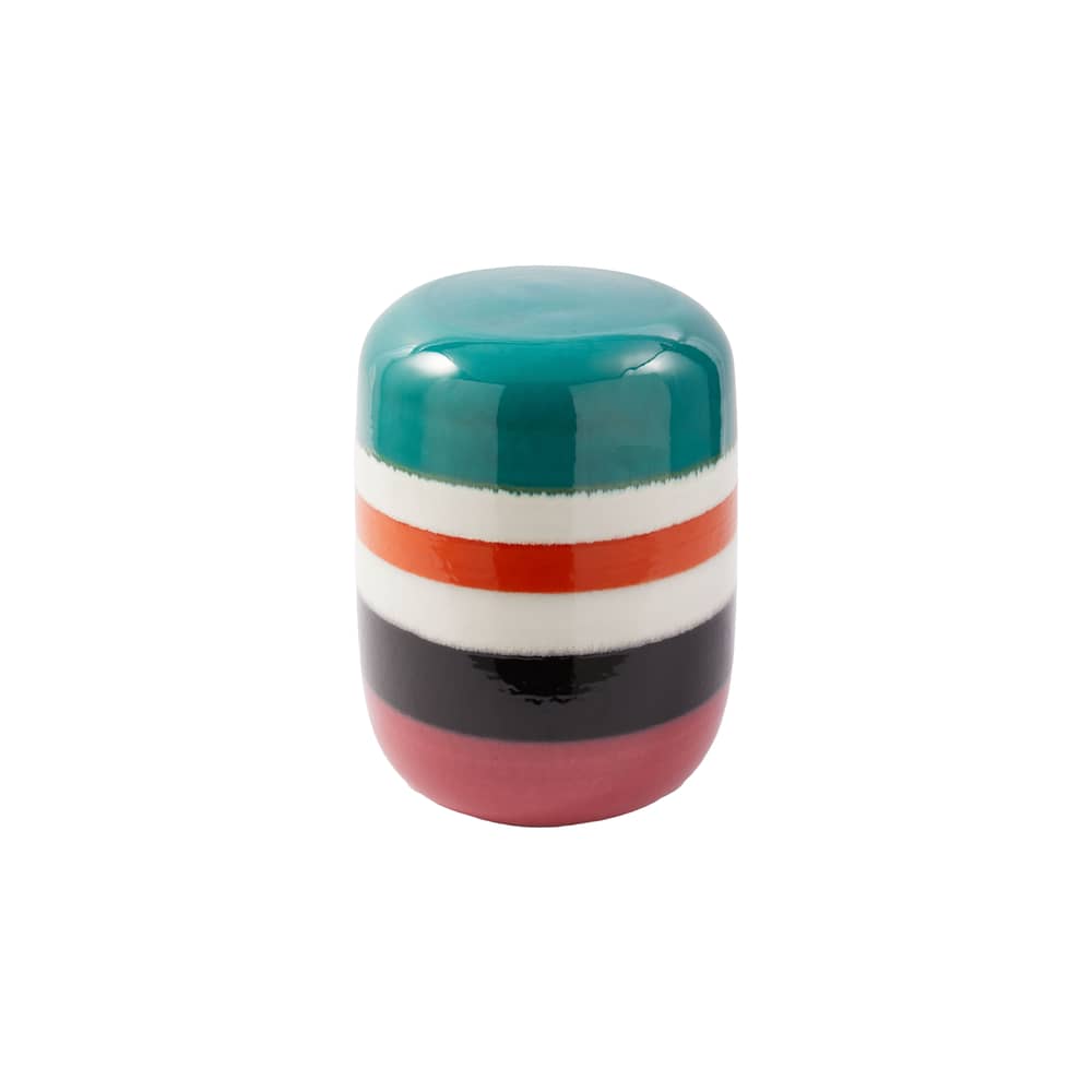 Table d\'appoint Striped Pill céramique vert / Ø 34 x H 46,5 cm - POLSPOTTEN - Vert - Céramique émaillée