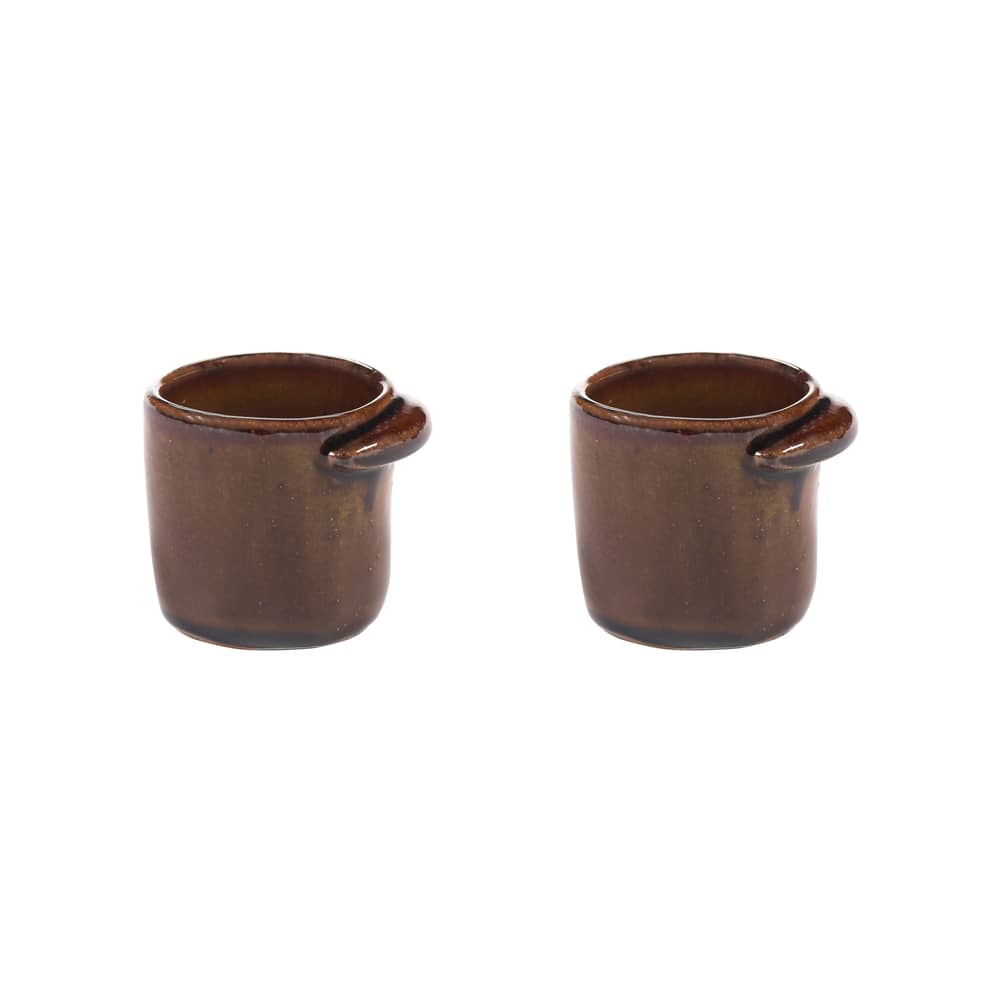 Set de 2 tasses à espresso Out of Lines / Ø 6,3 x H 6,4 cm - Serax - Ocre - Grès émaillé