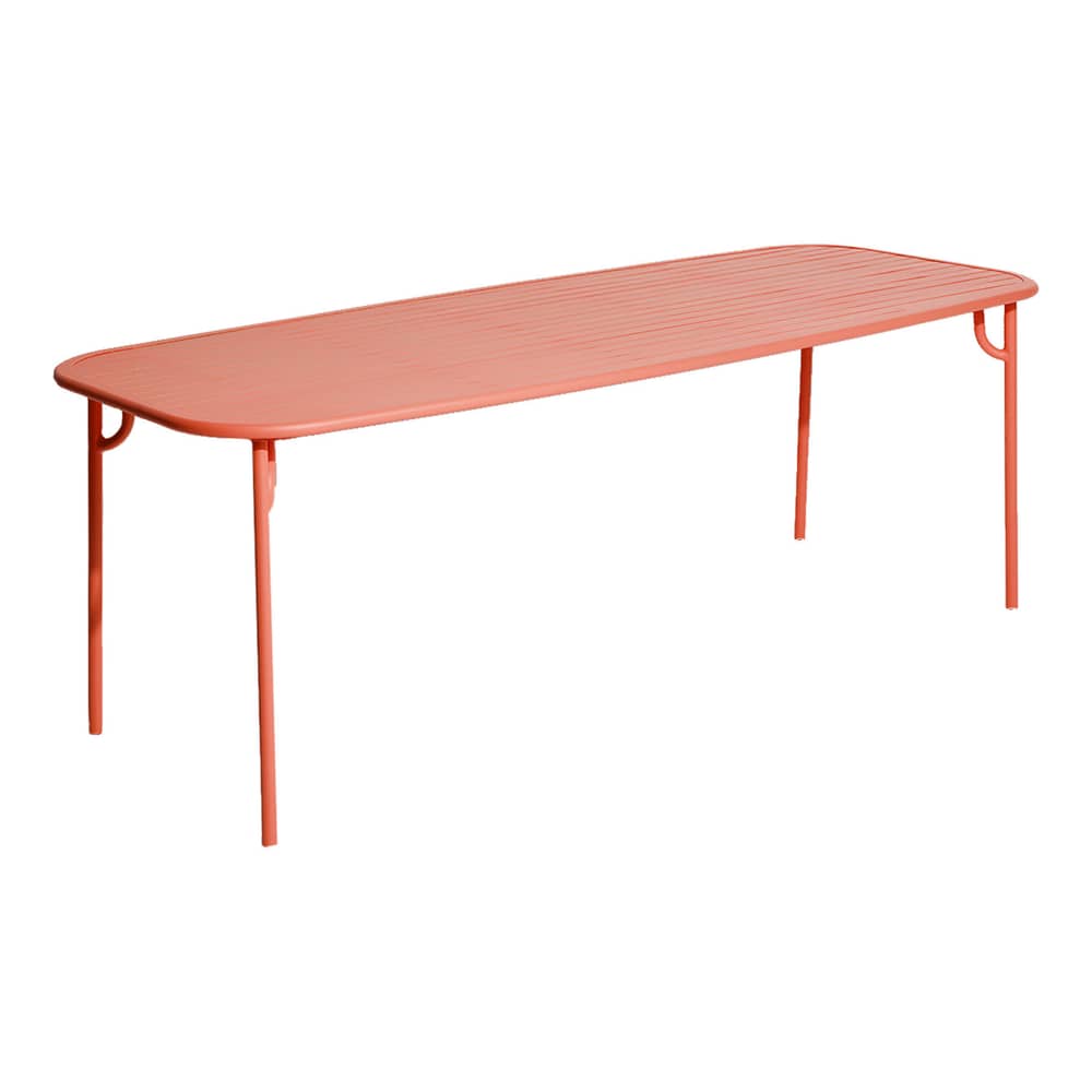 Tavolo rettangolare Week-end Large metallo arancione / 220 x 85 cm - Aluminium / 8 personnes - Petite Friture - Corail - Alluminio