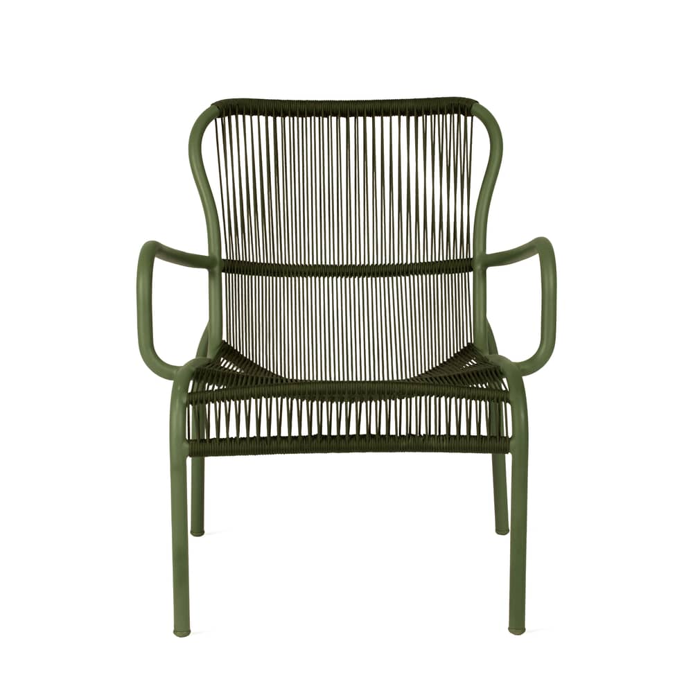 Fauteuil bas Loop Lounge   / Empilable - Cordage polypropylène tissé main - Vincent Sheppard - Vert - Aluminium thermolaqué, Corde polypropylène