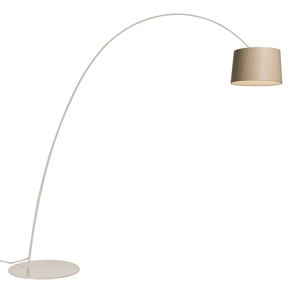 Lampadaire Twiggy Elle Wood bois naturel / LED - Érable / H 259 à 267 cm / Prof. 255 cm / Marc Sadler, 2006 - Foscarini - Grège / érable blanchi - Érable blanchi, Fibre de verre, Matériau composite, Métal verni