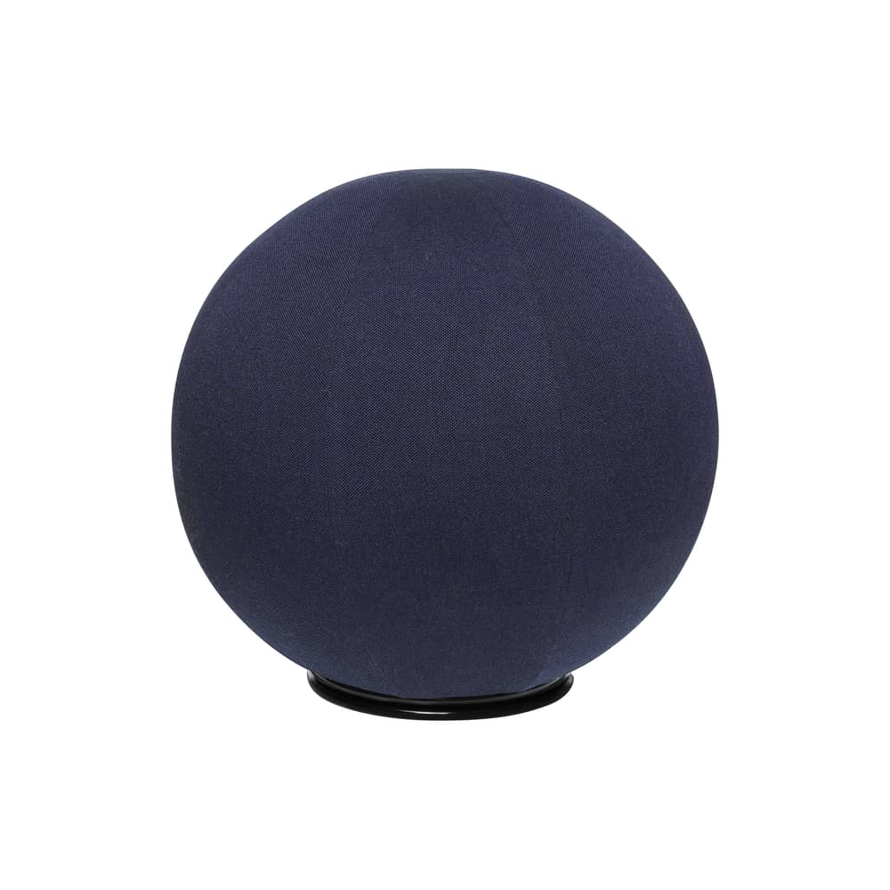 Pouf Palais Royal tissu bleu par José Lévy / Ø 65 cm - Exclusivité Made In Design / Seconde vie - Lelièvre Paris - Bleu Nuit / Frêne noir - Frêne laqué, Mousse, Tissu