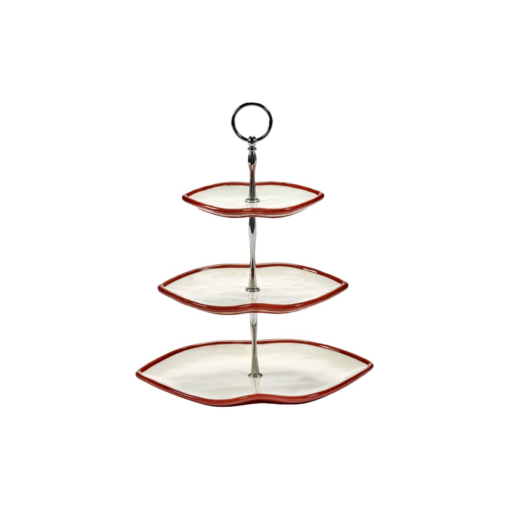 Les Objets Mouleversants Presentation dish ceramic red / 3 Trays - Serax - Red & White - Metal, Sandstone