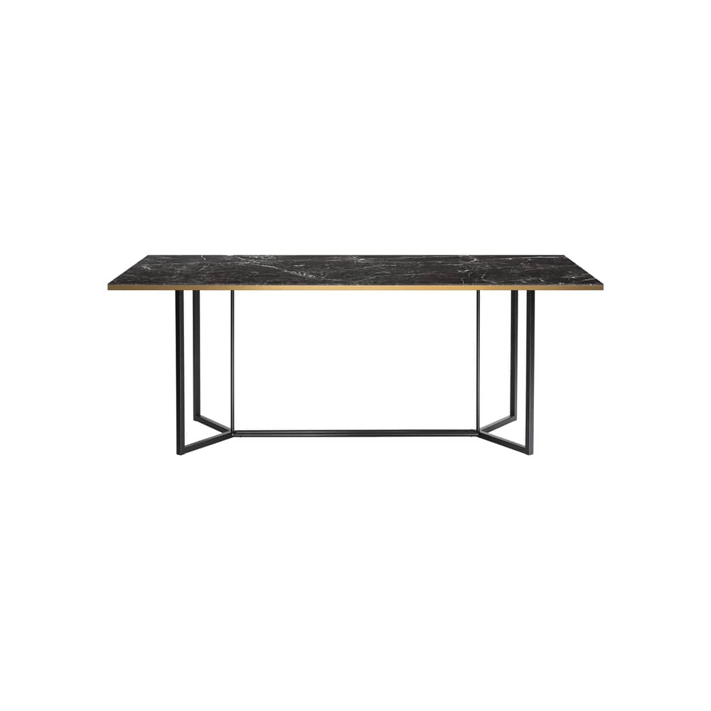 Horizon Rectangular table ceramic black / 190 x 90 cm - 8 persons - RED Edition - Black marble / Black base, legs - Brass, Ceramic, Steel, Wood