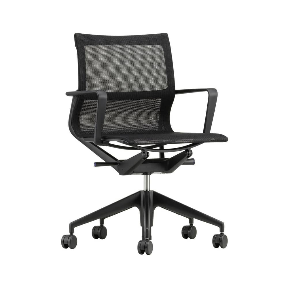 Physix Armchair on casters textile black / Fishnet fabric - Vitra - Black (TrioKnit fabric) / Black Structure - Aluminium, Fishnet fabric, Polyamide