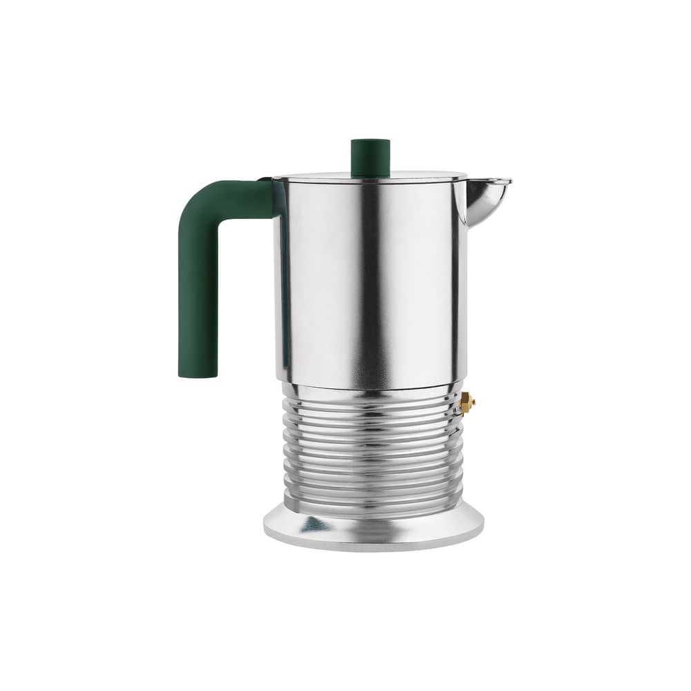 Cafetière italienne Vite vert / 6 tasses - 30 cl / Induction - Alessi - Vert vif & acier - Fonte d\'aluminium, Résine thermoplastique