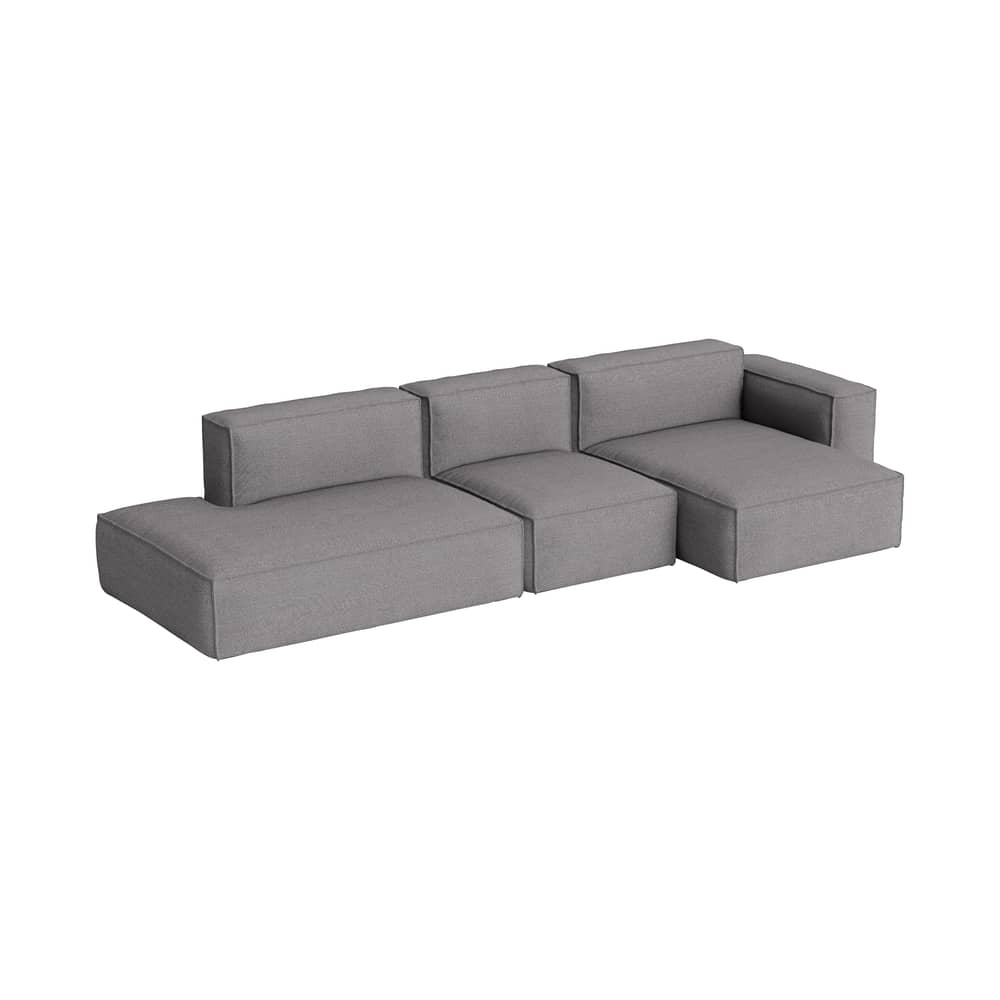 Canapé d\'angle Mags Soft Low Armrest n°4 gris foncé / 3 places -  L 331 cm/ Accoudoir droite - Hay - Accoudoir droite / Gris foncé (tissu Hallingdal 166) - Contreplaqué, Mousse polyuréthane HR, Tissu