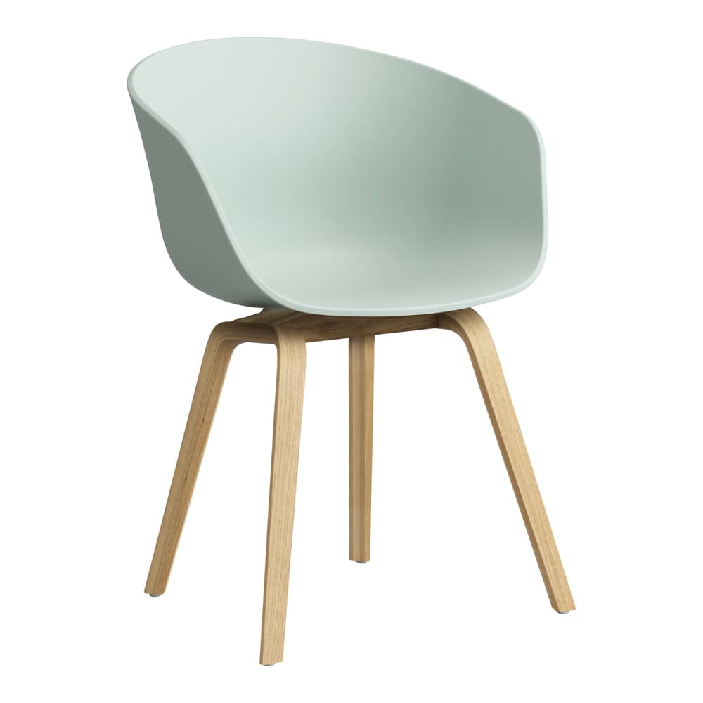 Fauteuil  About a chair AAC22 plastique vert / Recyclé - Hay - Vert menthe Dusty / Chêne verni mat - Chêne massif, Polypropylène recyclé
