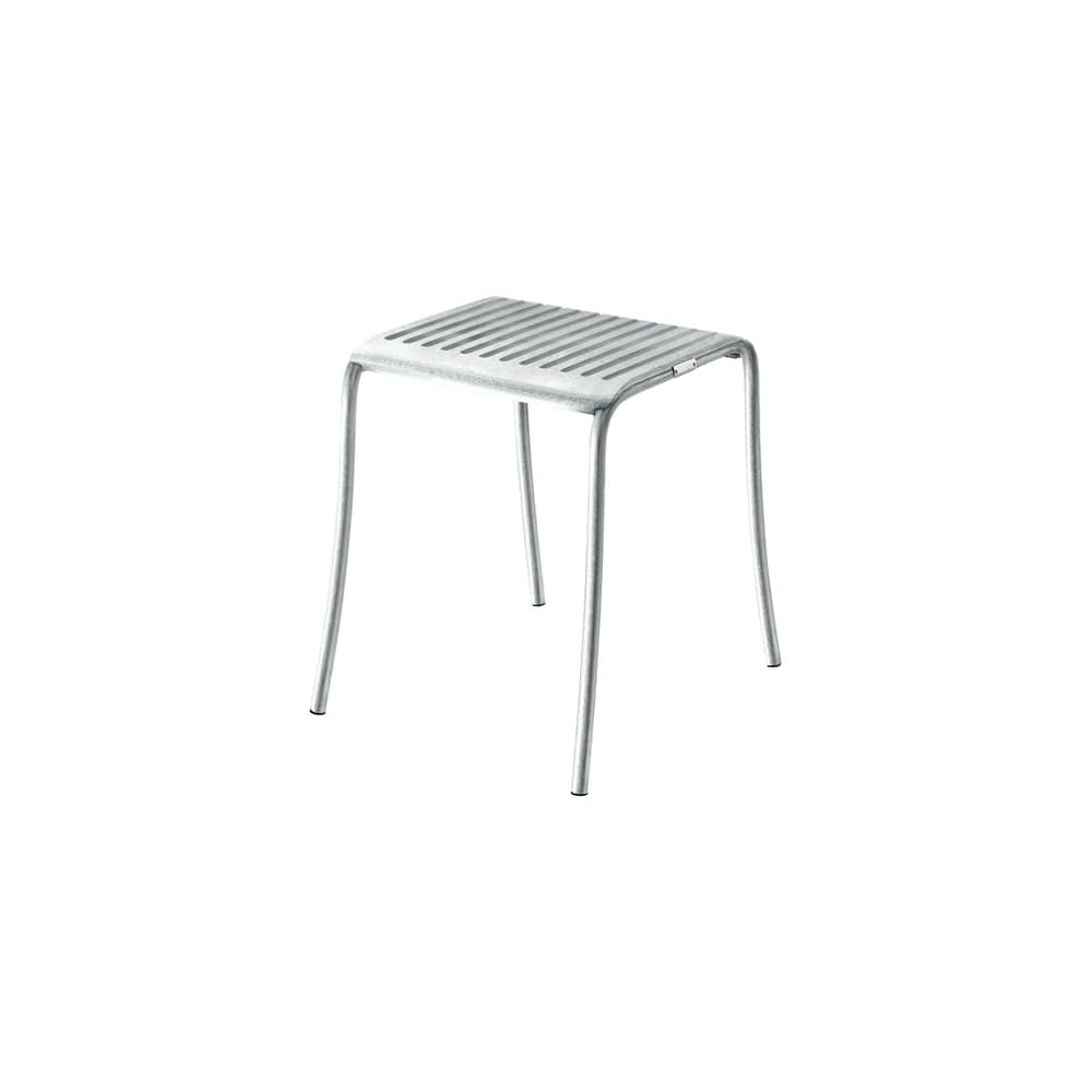 Hocker Patio Lames metall / Lattes - Tolix - Lackierter Rohstahl - Roh belassener, versiegelter Edelstahl