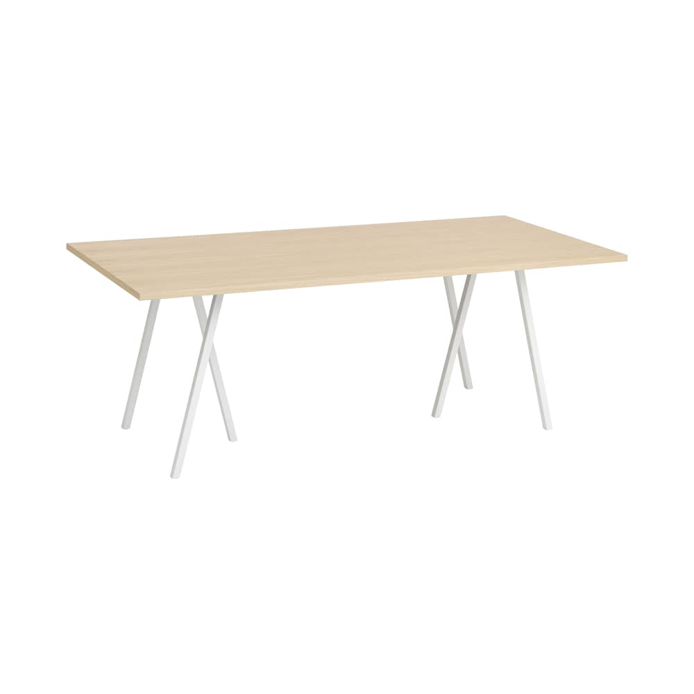 Loop Rectangular table natural wood / 200 x 92.5 cm - Hay - Natural oak / White legs - Oak veneer, Powder coated steel