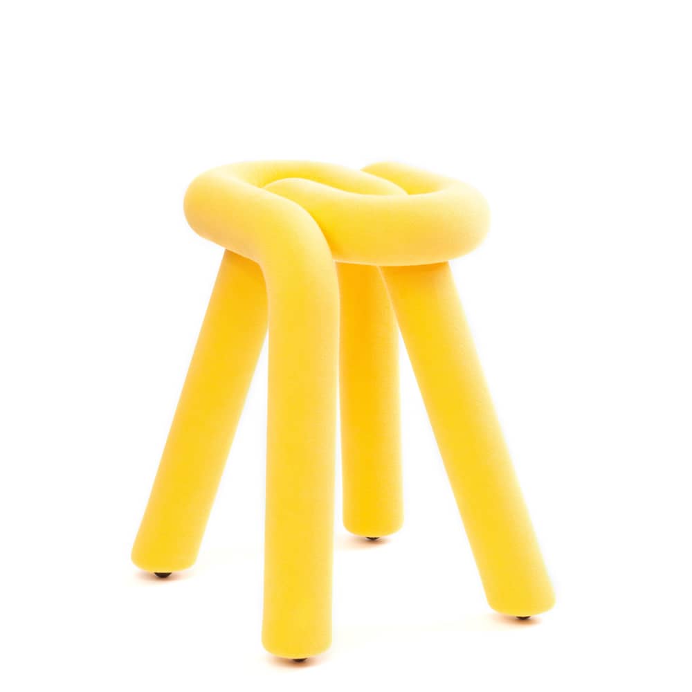 Tabouret rembourré Bold / Rembourré - Moustache - Jaune - Acier, Mousse polyuréthane, Tissu