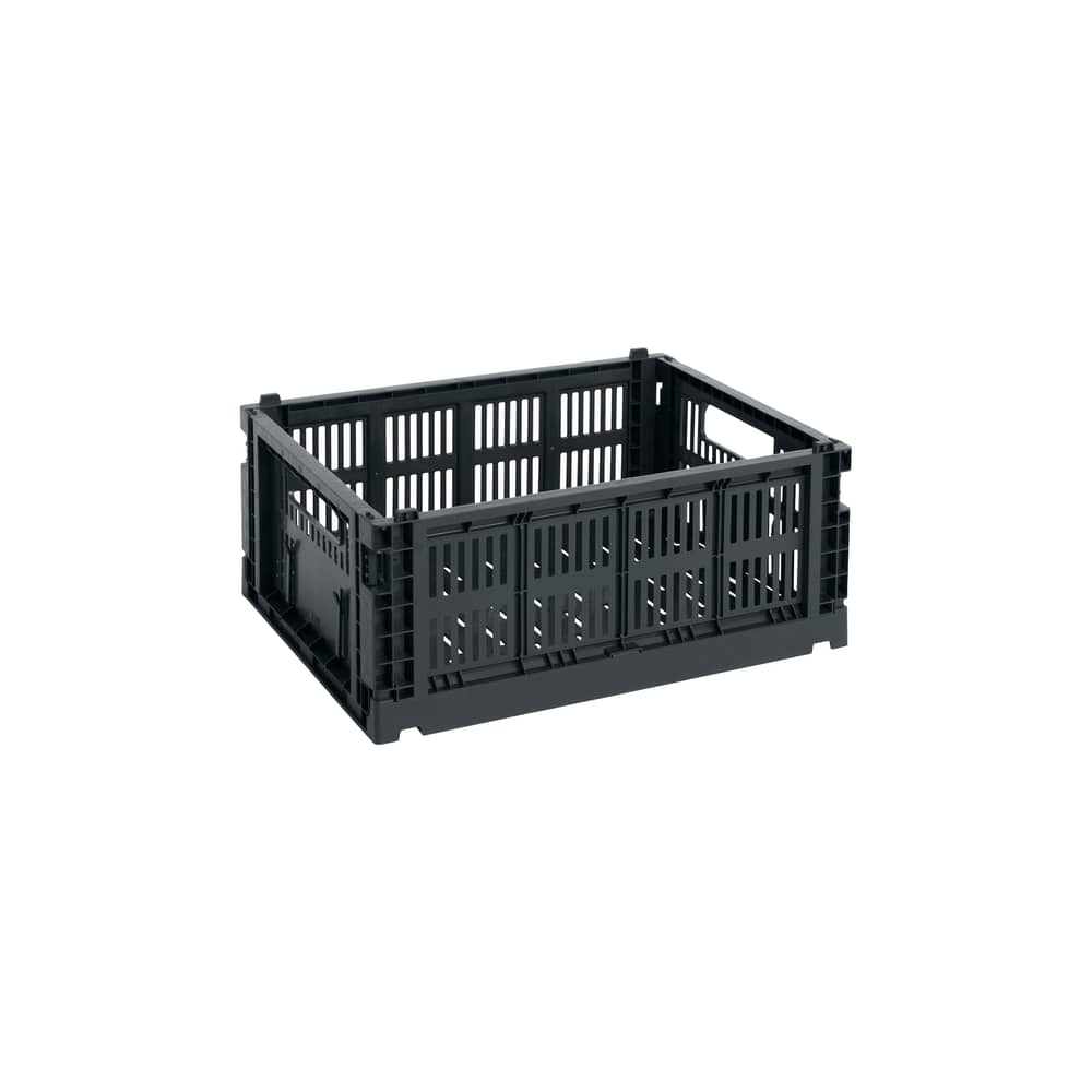 Colour Crate Basket plastic material grey Medium / 26.5 x 34.5 cm - Recycled - Hay - Coal - Recycled polypropylene