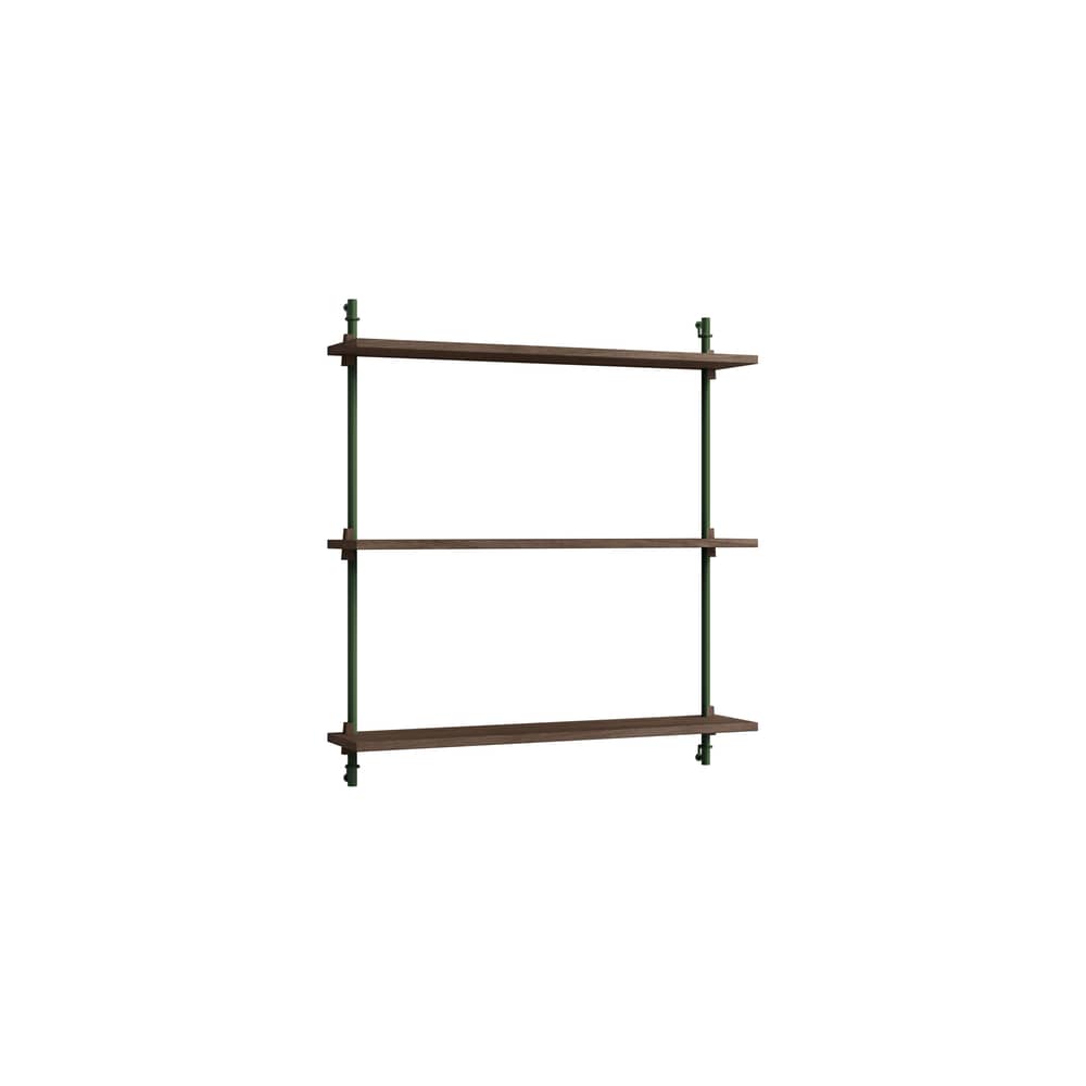 Étagère Wall Shelving – ws.85.1 bois marron / L 85 x H 85 cm x Prof. 17,5 cm - MOEBE - Chêne fumé / Vert - Acier, MDF placage chêne
