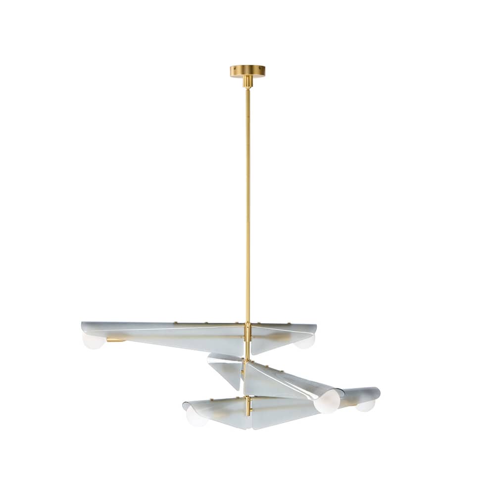 Suspension Sycamore verre gris / 3 niveaux - L 140 cm - TALA - Gris fumé / Laiton - Laiton brossé, Verre