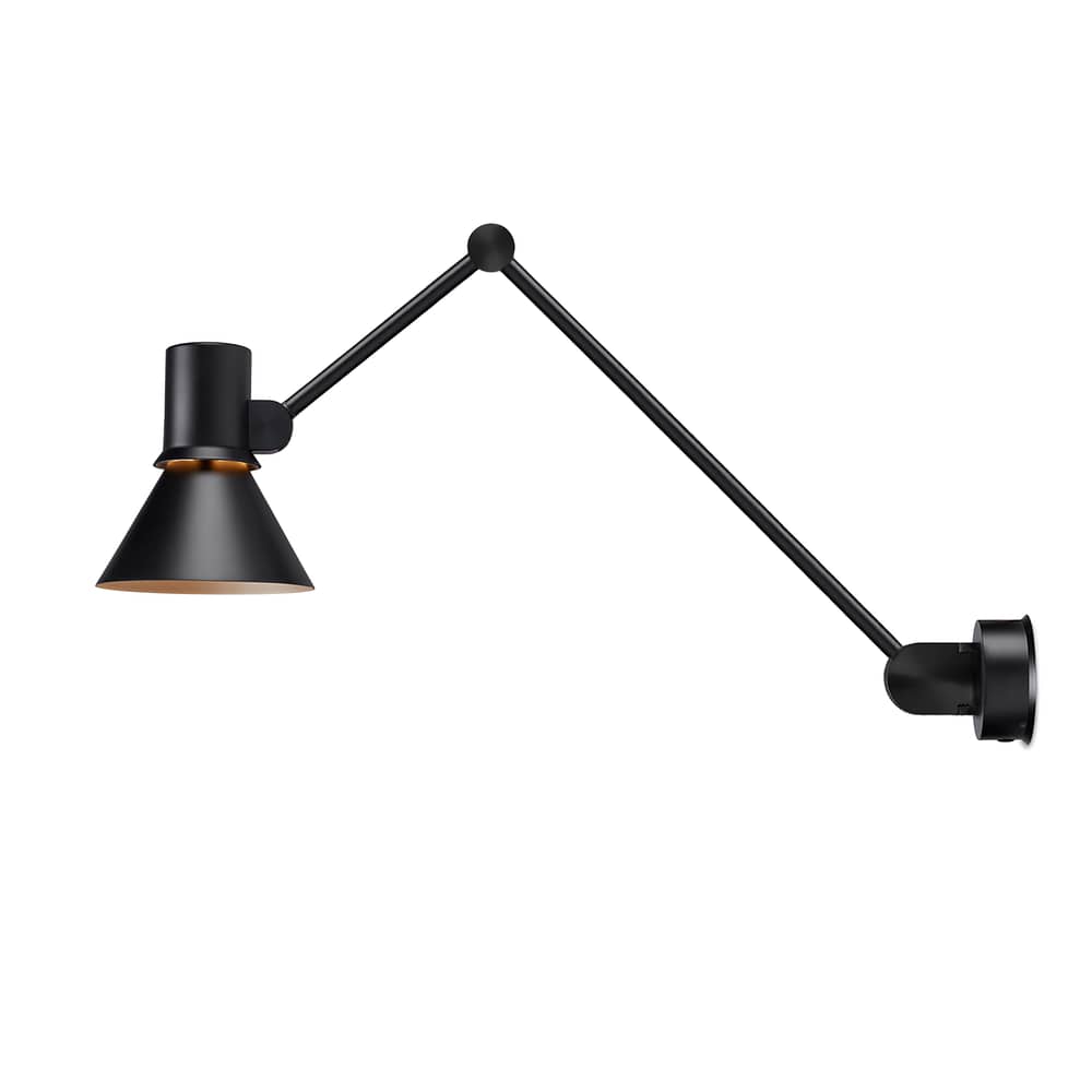 Applique Type 80 W3 metallo nero / Long Braccio articolato - Collegamento a parete - Anglepoise - Nero - Acciaio, Alluminio, Ghisa
