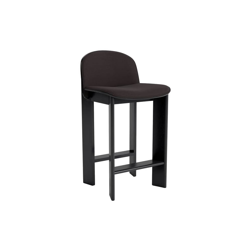 Chisel 35 Low Bar chair textile brown / Height: 65 cm - Fabric upholstery - Hay - Chocolate-colored fabric (Steeelcut Trio 383) / Black - Fabric, Foam, Lacquered oak veneer
