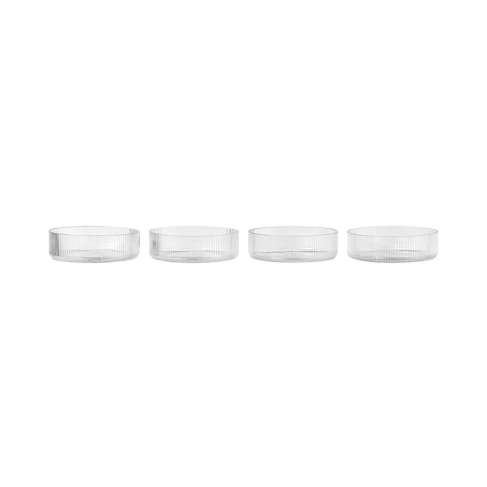 Set de 4 coupelles Ripple / Verre strié - Ferm Living - Transparent - Verre soufflé bouche