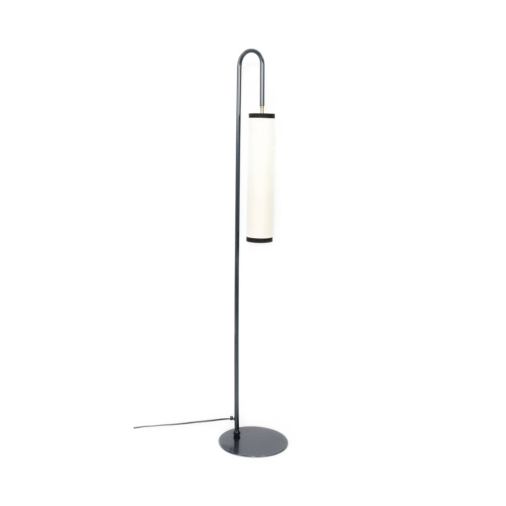 Tokyo Floor lamp metal white black / H 140 cm - Metal & fabric - Maison Sarah Lavoine - Black / White - Cotton, Steel